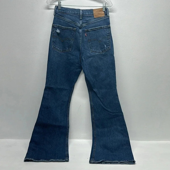 Levis Denim Jeans 70s High Rise Flare Leg Distressed Blue 31" Women's Size 27 - Picture 4 of 9